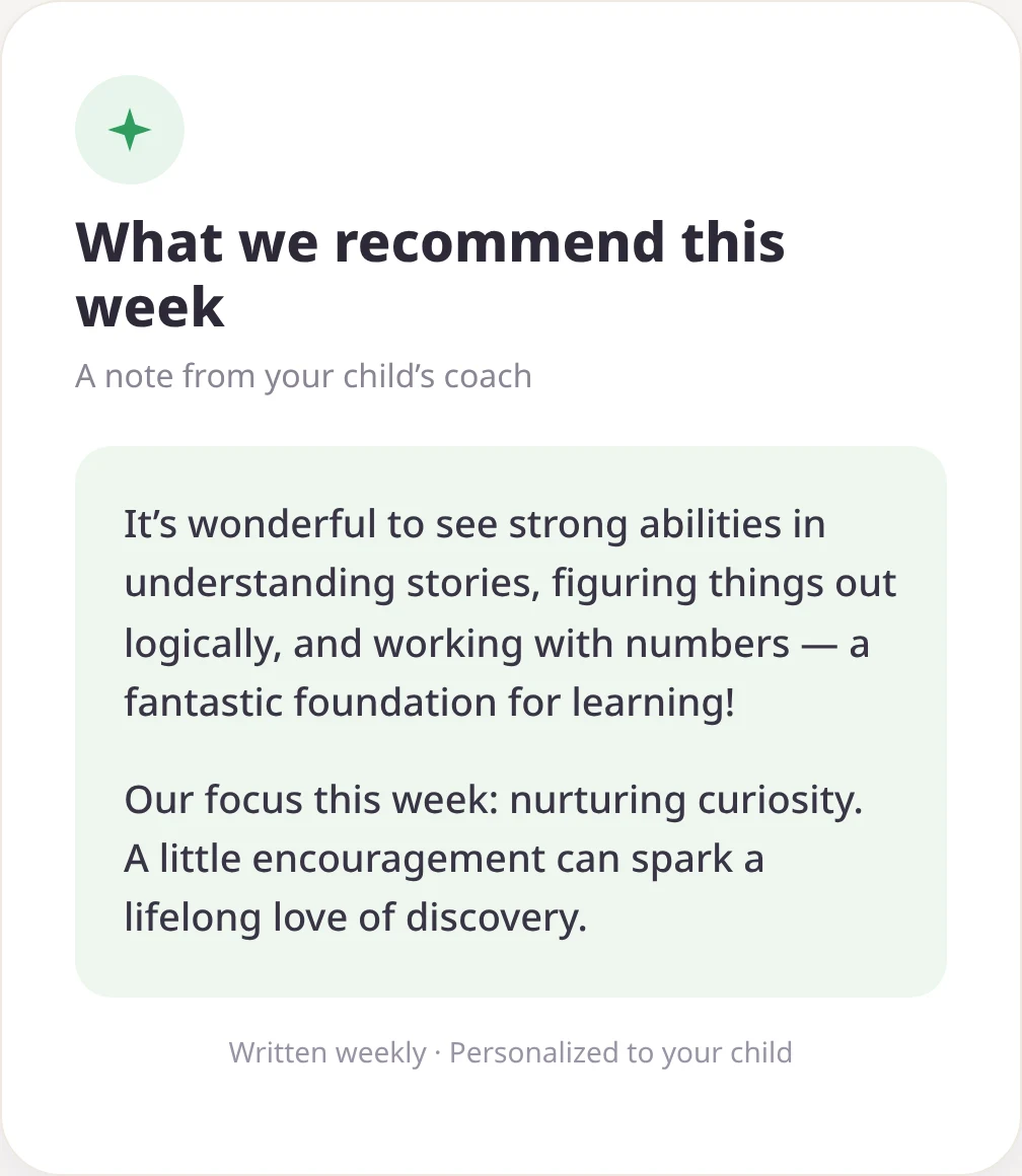 Growth Coach note in the parent dashboard